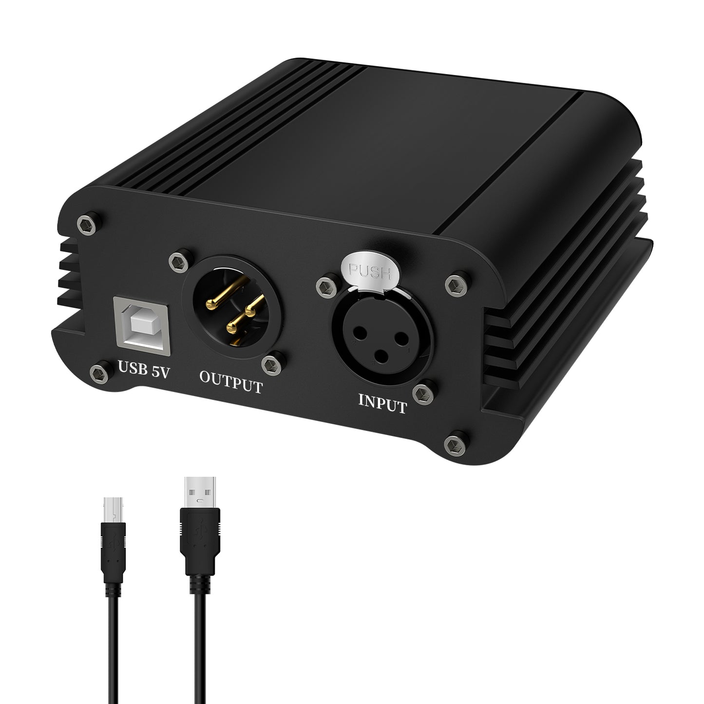 48V Phantom Power Supply, 1-Channel, Adapter Included, for Condenser Mics