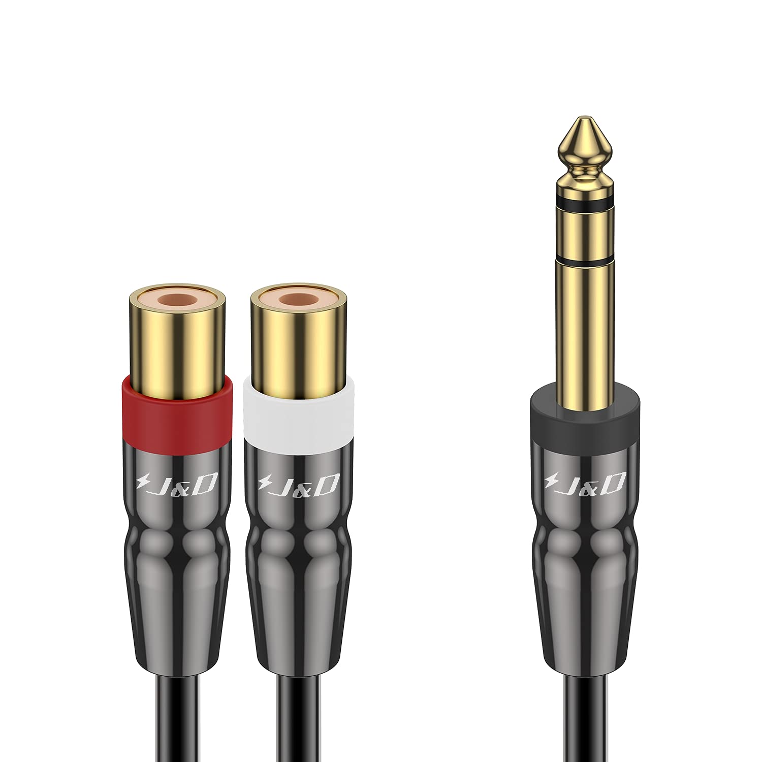 J&D Gold-Plated 2RCA Male to 2RCA Male Copper Shell Stereo Audio Cable, RCA  Audio Cables, 15 ft 