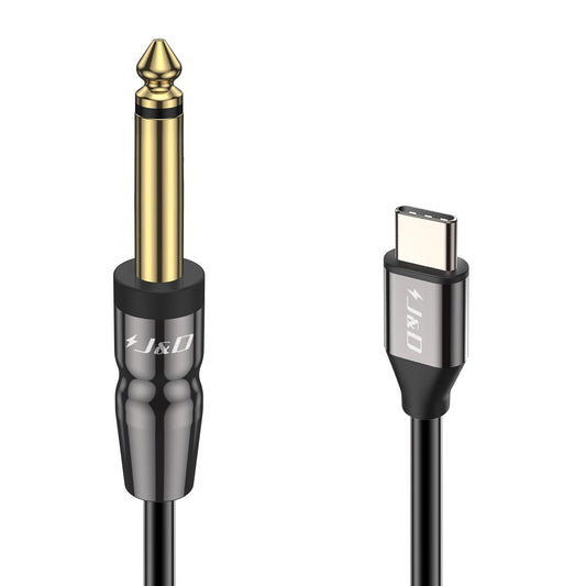 J&D USB Type C to 6.35mm 1/4 Inch TS Audio Mono Aux Adapter Cable