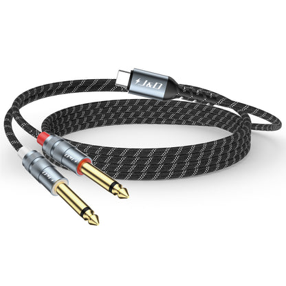 J&D USB C to 1/4 Audio Cable, Type-C to Dual 6.35mm Jack for iPhone, Galaxy, Laptop