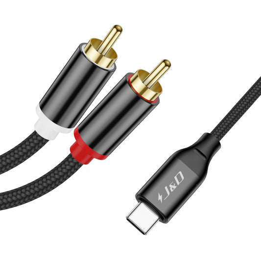 J&D USB Type C to RCA Audio Cable, Type-C to 2RCA Male Y Splitter
