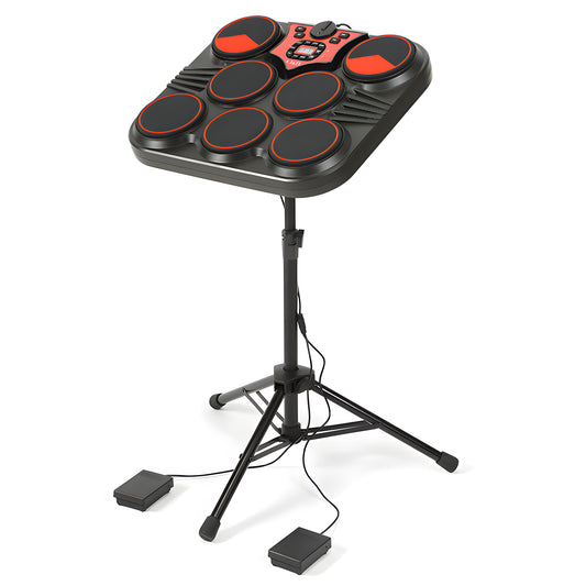 J&D Portable Desktop Electronic Drum Kit with Foldable Design, Foot Pedals, Built-in Sounds & Silent Practice