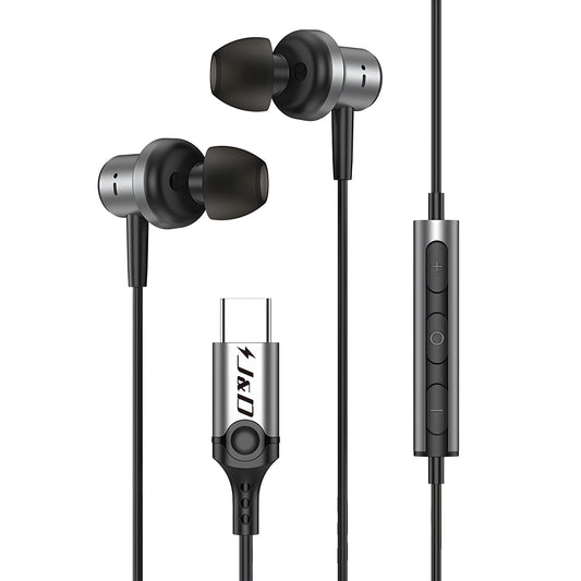 J&D Type-C In-Ear Metal Earphones with Magnetic Storage, 0-Lag Wired Audio & High-Fidelity Sound