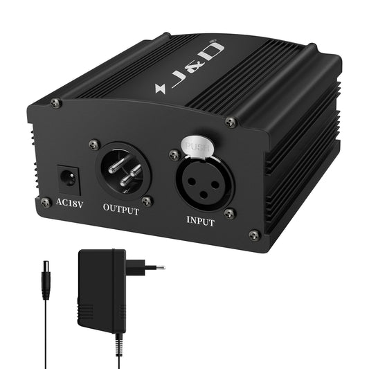 48V Phantom Power Supply, 1-Channel, Adapter Included, for Condenser Mics