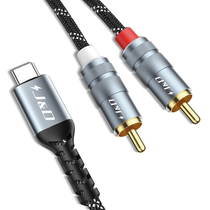 J&D USB C to RCA Audio Cable, Type-C to 2RCA Y Splitter for Pixel, iPhone, Galaxy