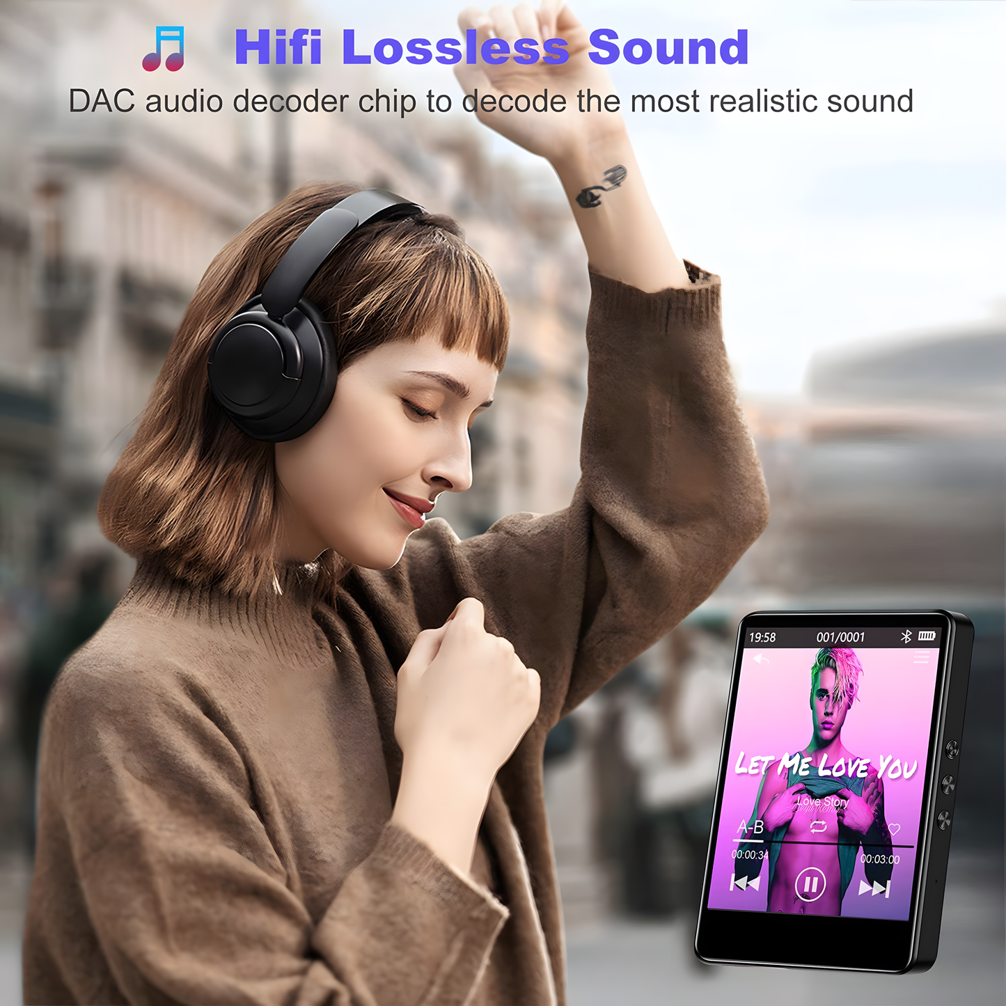 J&D 2.8-Inch Bluetooth MP3 Music Player with Touchscreen, FM Radio, Video & E-Book Support
