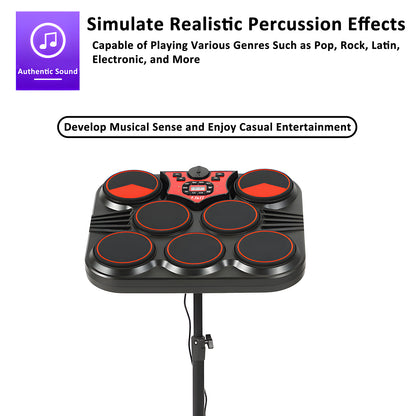 J&D Portable Desktop Electronic Drum Kit with Foldable Design, Foot Pedals, Built-in Sounds & Silent Practice