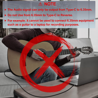USB Typ C auf 6,35 mm 1/4 Zoll Stecker TS Mono Audiokabel