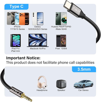 USB Type C to 3.5mm Aux Cord