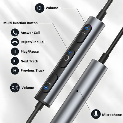 J&D Type-C In-Ear Metal Earphones with Magnetic Storage, 0-Lag Wired Audio & High-Fidelity Sound