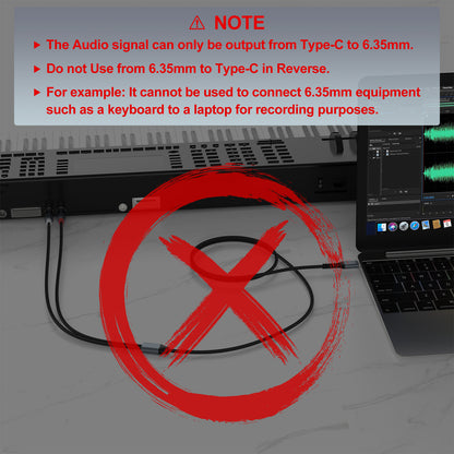 J&D USB C to 1/4 Audio Cable, Type-C to Dual 6.35mm Jack for iPhone, Galaxy, Laptop