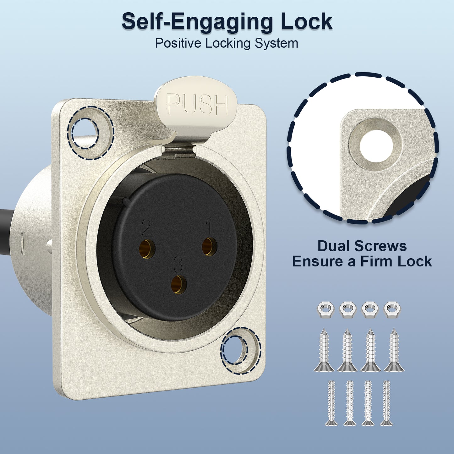 J&D 2-Pack D Type XLR Cables, Male to Female, 2ft - Pro Audio/Stage Equipment