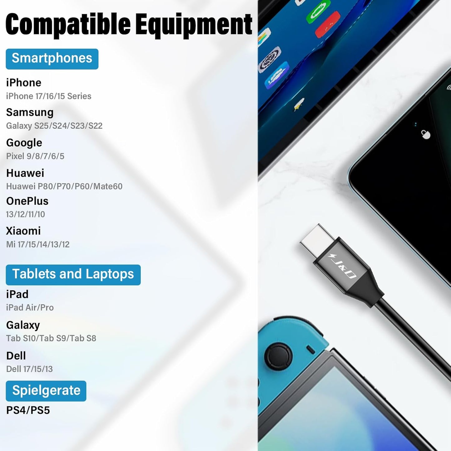 USB Typ C auf 6,35 mm 1/4 Zoll Stecker TS Mono Audiokabel