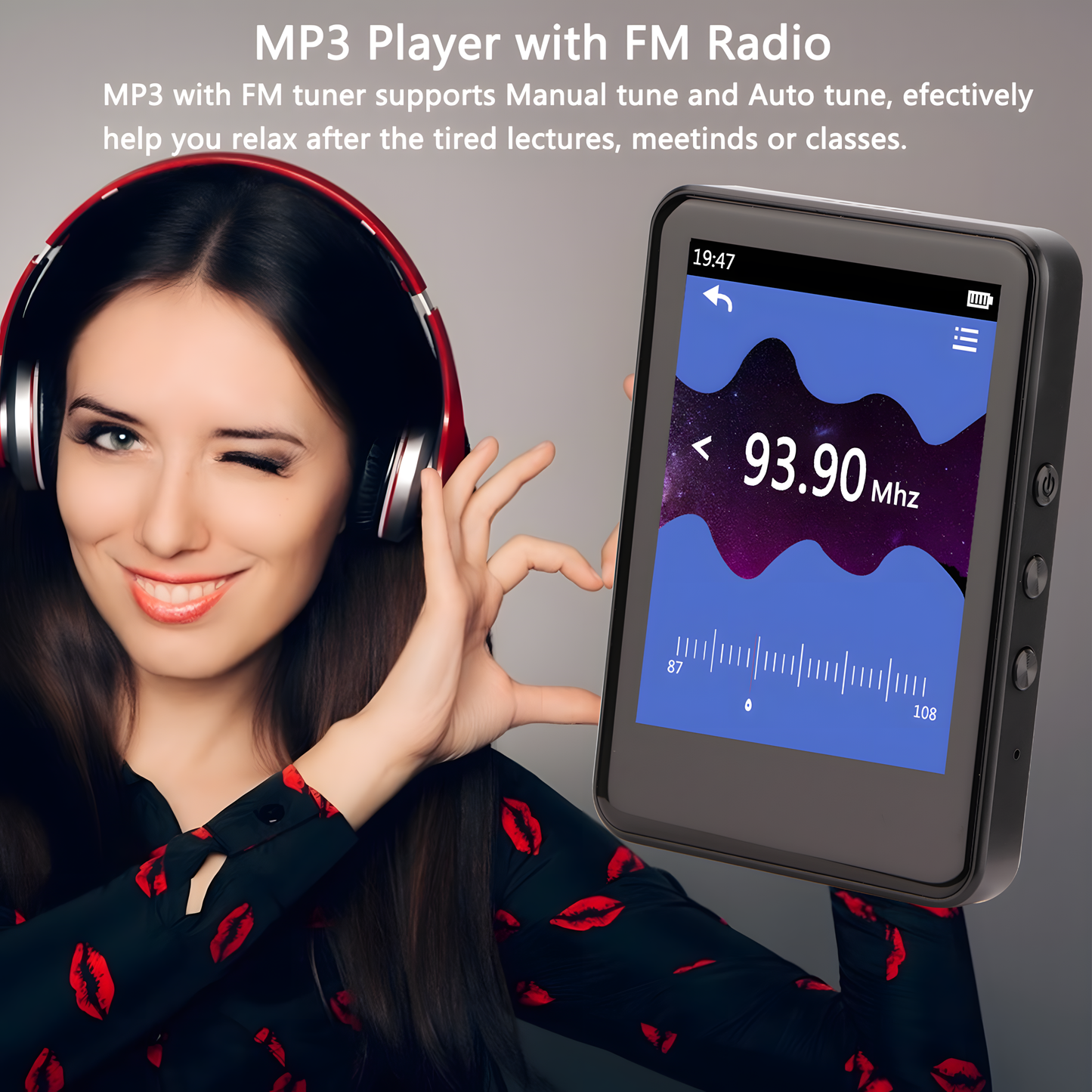 J&D 2.8-Inch Bluetooth MP3 Music Player with Touchscreen, FM Radio, Video & E-Book Support