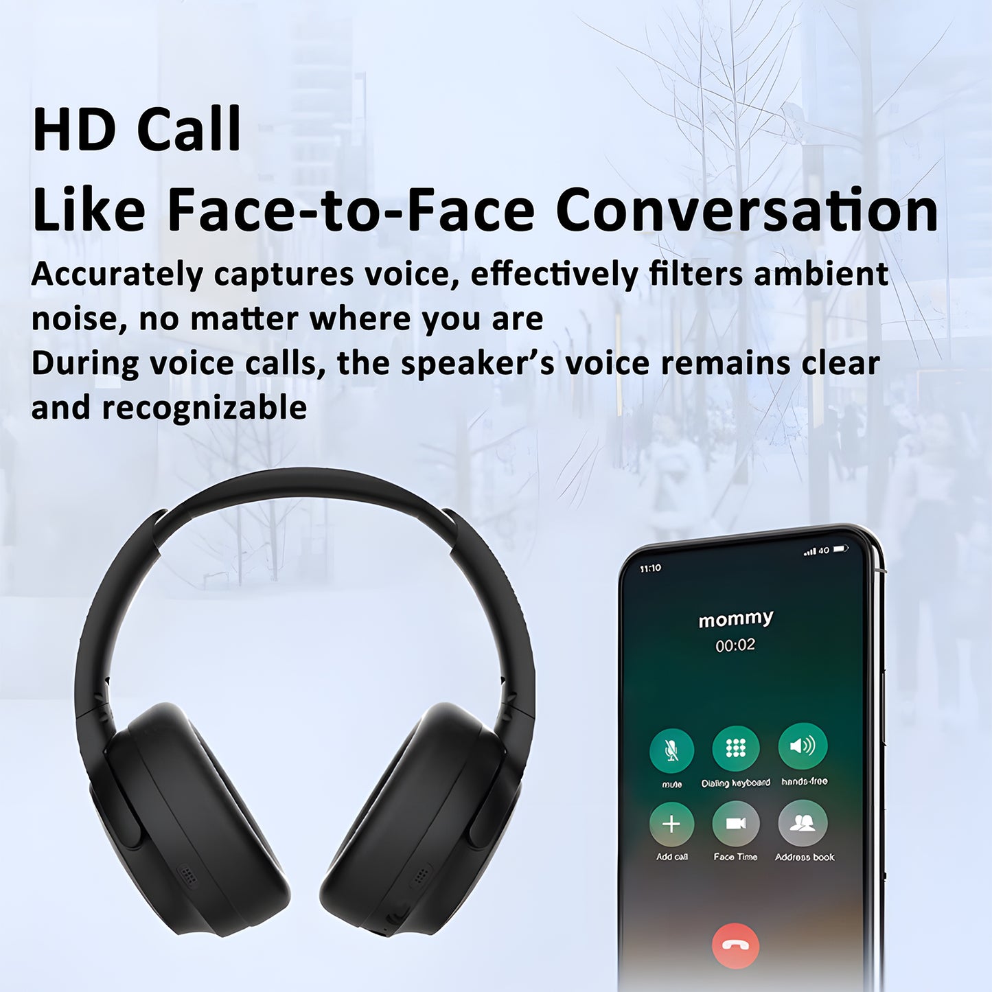 J&D Over-Ear Bluetooth Headphones with Mic, 23.3H Playtime, Ergonomic Comfort & Easy Controls