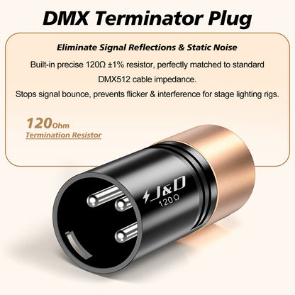 3-Pin DMX Terminator 4 Pack, 120 Ohm XLR Plug for Stable Flicker-Free Lighting