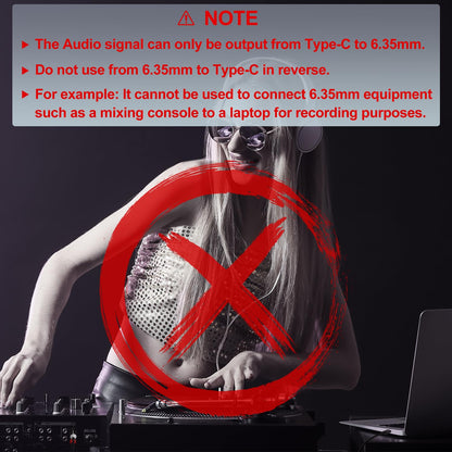 USB Type C to Dual 6.35mm Stereo Splitter Y Cable - 1/4 Inch TS Audio