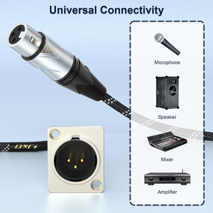 J&D 2-Pack D-Type XLR Cables, Female to Male, 2ft - Pro Audio, Stage, No Solder