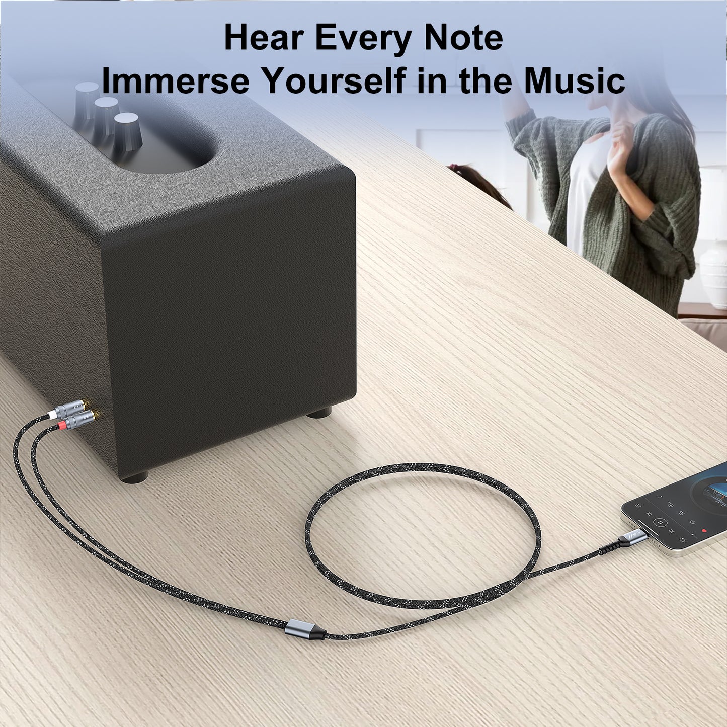 J&D USB C to RCA Audio Cable, Type-C to 2RCA Y Splitter for Pixel, iPhone, Galaxy