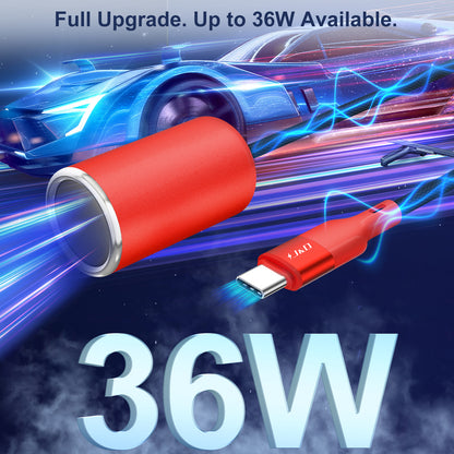 J&D USB-C to 12V Car Socket Adapter, 36W PD, for Dash Cam, GPS, Red