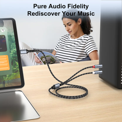 J&D USB C to 1/4 Audio Cable, Type-C to Dual 6.35mm Jack for iPhone, Galaxy, Laptop