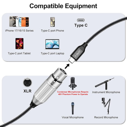 USB Type C to XLR Microphone Audio Cable