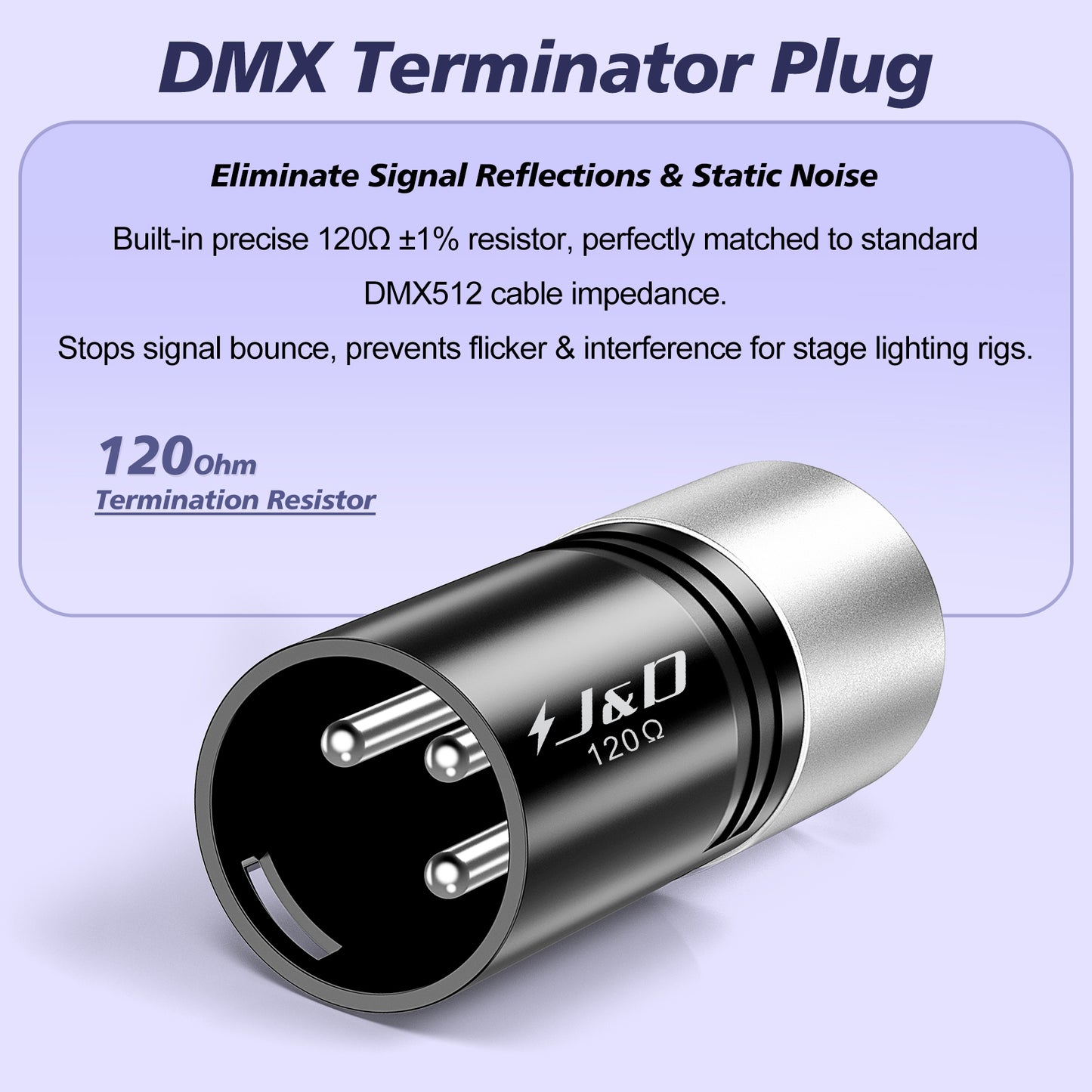 3-Pin DMX Terminator 4 Pack, 120 Ohm XLR Plug for Stable Flicker-Free Lighting