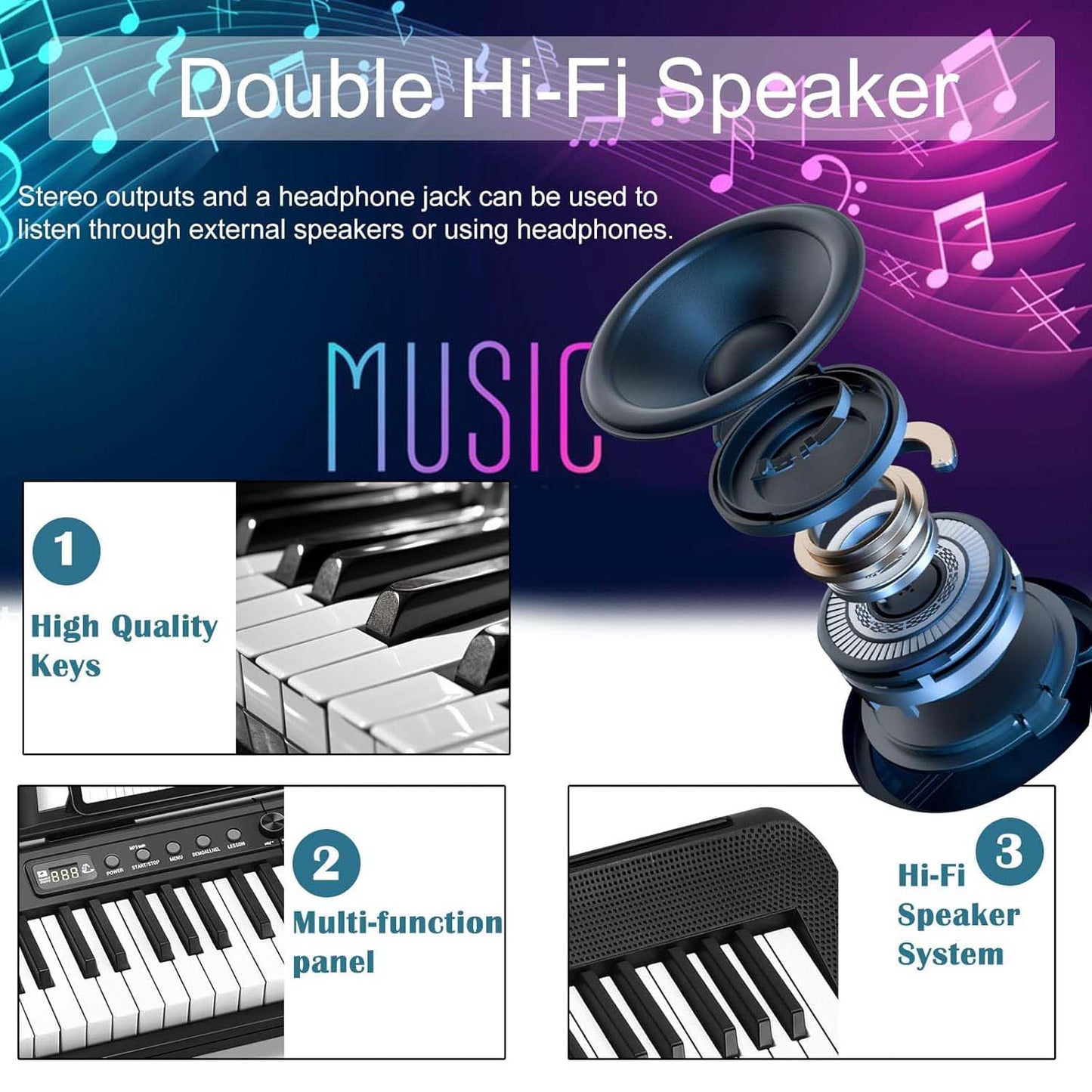 J&D 88-Key Digital Piano with Weighted Keys & Bluetooth