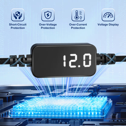 USB C to 12V Car Cigarette Lighter Adapter Cable with Voltage Display, 18W