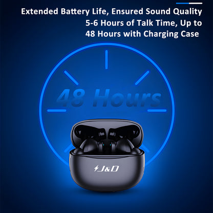 J&D ANC Bluetooth 5.3 Earbuds, 48H Playtime, IPX5