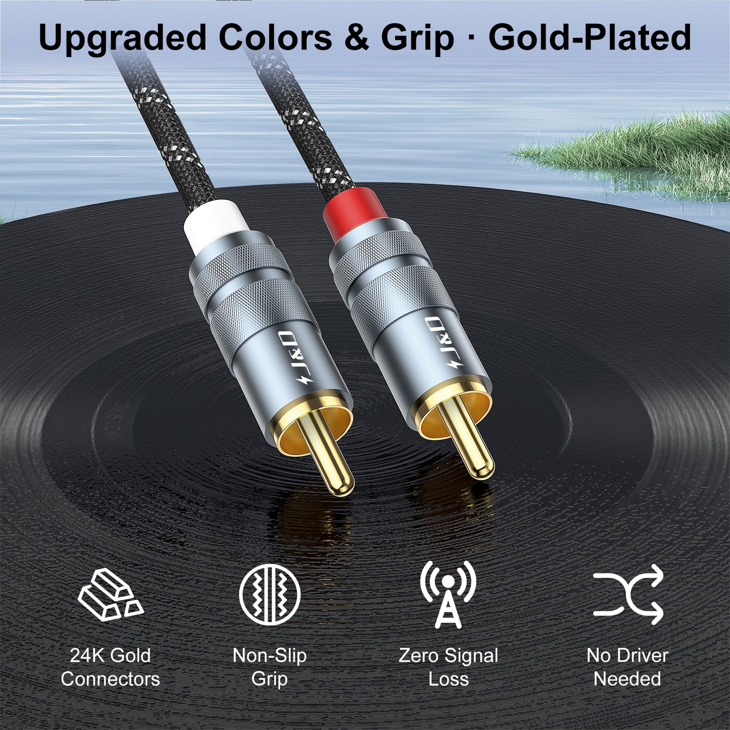 J&D USB C to RCA Audio Cable, Type-C to 2RCA Y Splitter for Pixel, iPhone, Galaxy