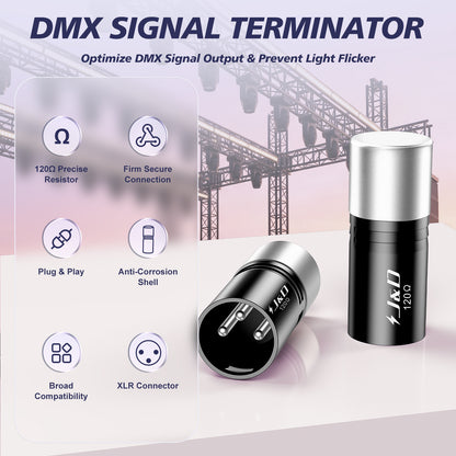 3-Pin DMX Terminator 4 Pack, 120 Ohm XLR Plug for Stable Flicker-Free Lighting
