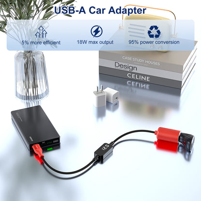 USB A to 12V Car Cigarette Lighter Socket Adapter Cable 18W Power