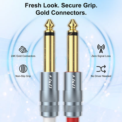 J&D USB C to 1/4 Audio Cable, Type-C to Dual 6.35mm Jack for iPhone, Galaxy, Laptop