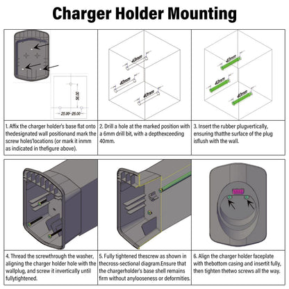 EV Type 2 Charger Holder Wall Bracket Compatible with most UK EU standards