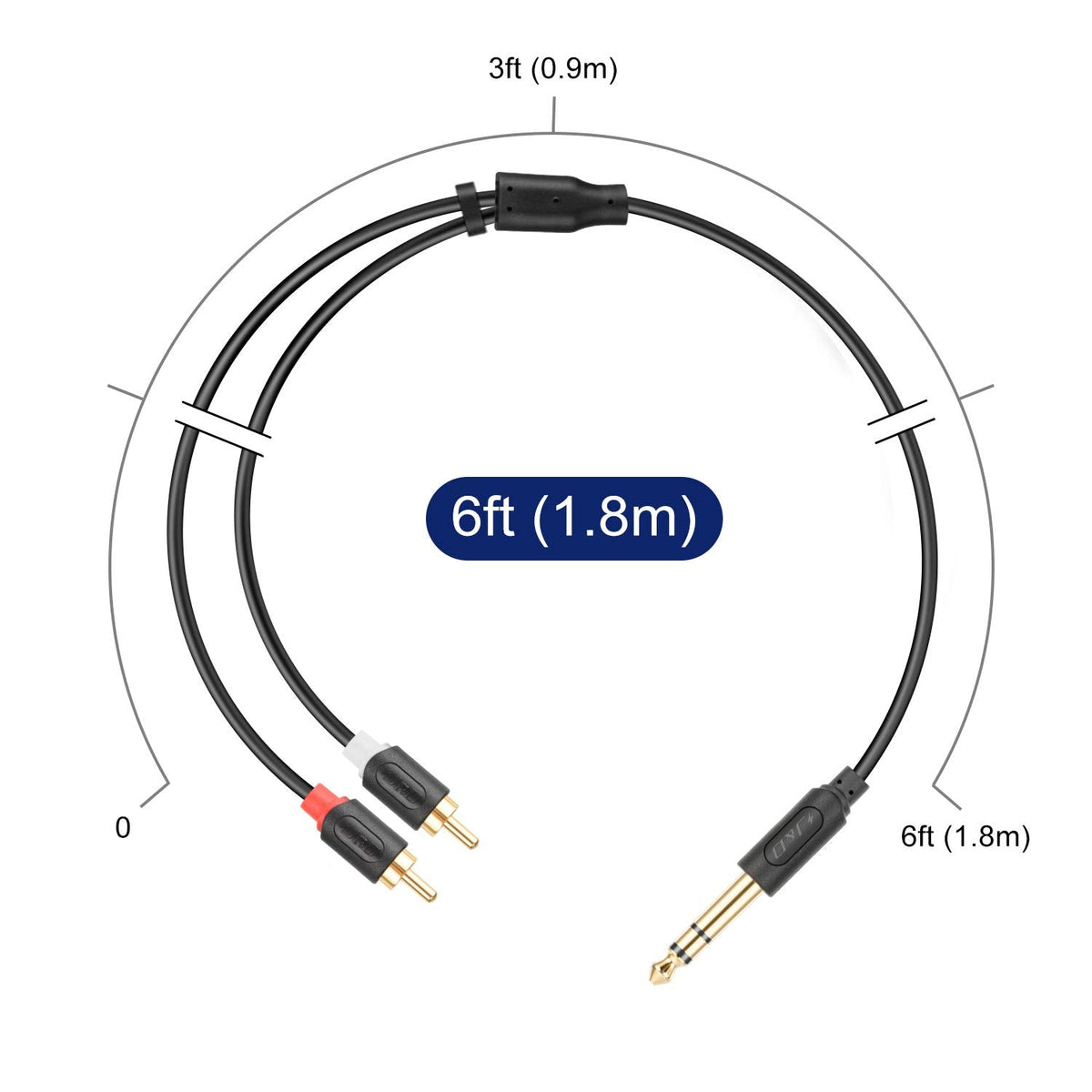 3ft 3.5mm Male To 2-RCA Male Stereo Audio Cable – Flexible Mobile-Type Aux Cord By CablesOnline