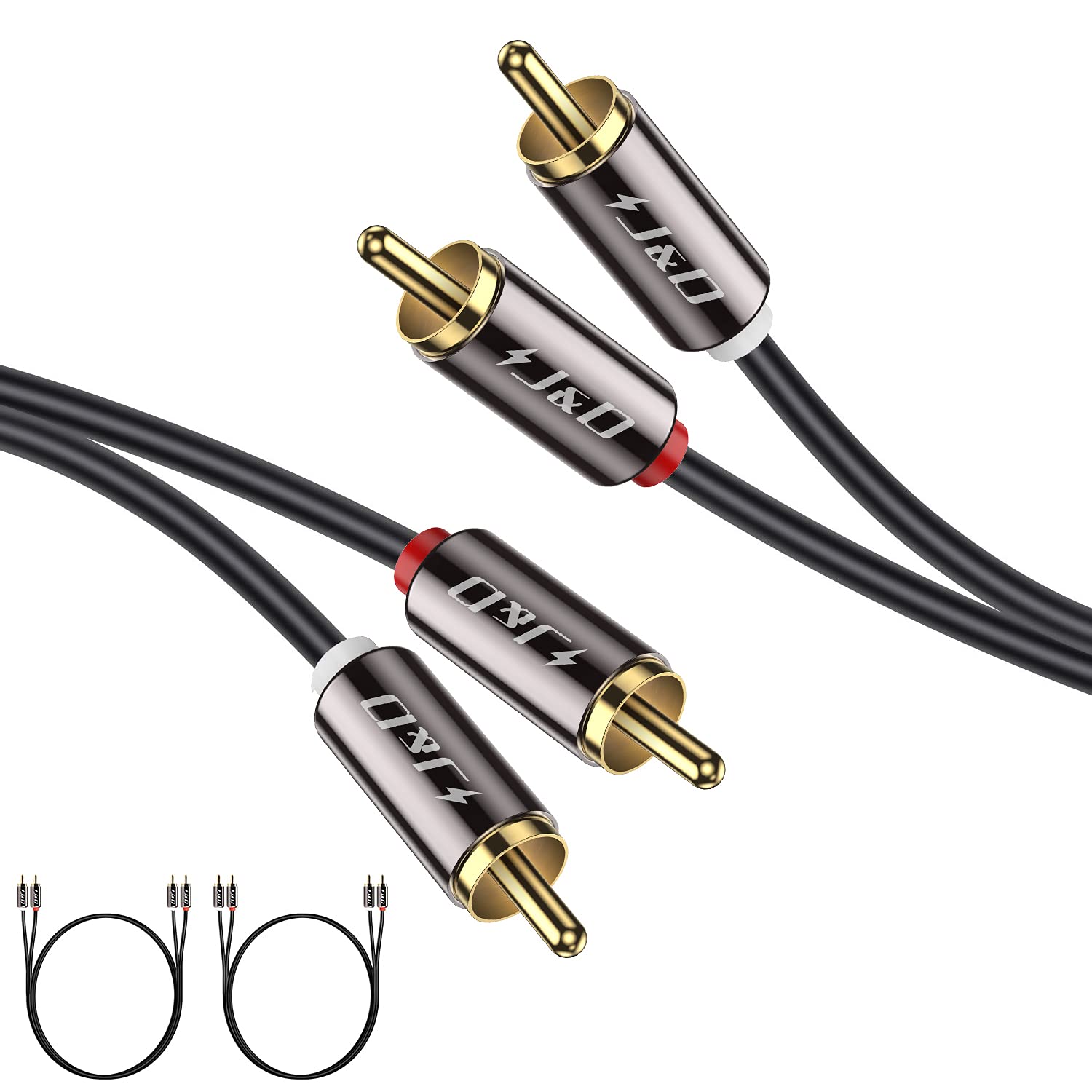 2 Rca Cable 2RCA Male to Male Cable for Clear Stereo Sound - J&D – J&D Tech