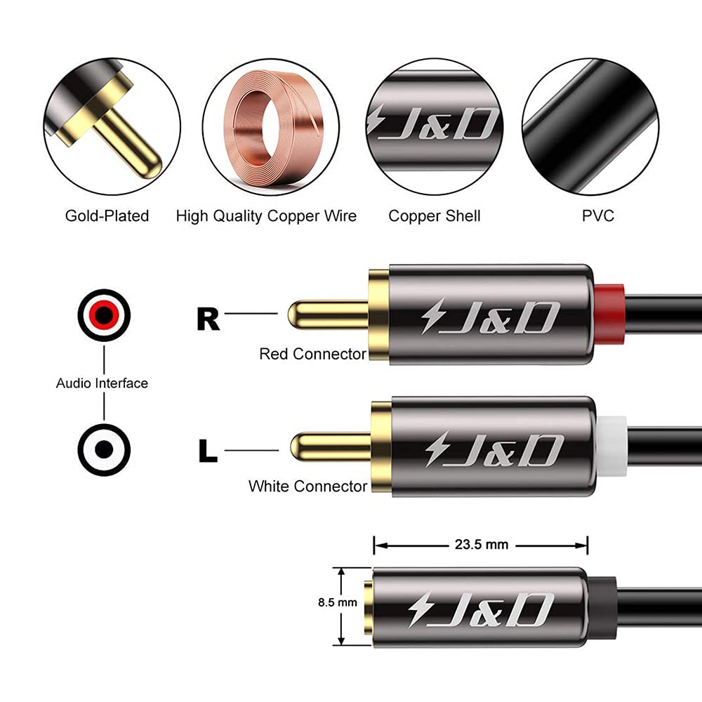 estereo de 3,5 mm hembra a 2 RCA macho Adaptador Cable AV Audio Cable estereo de 3,5 mm hembra a 2 RCA macho Adaptador Cable AV Audio Cable
