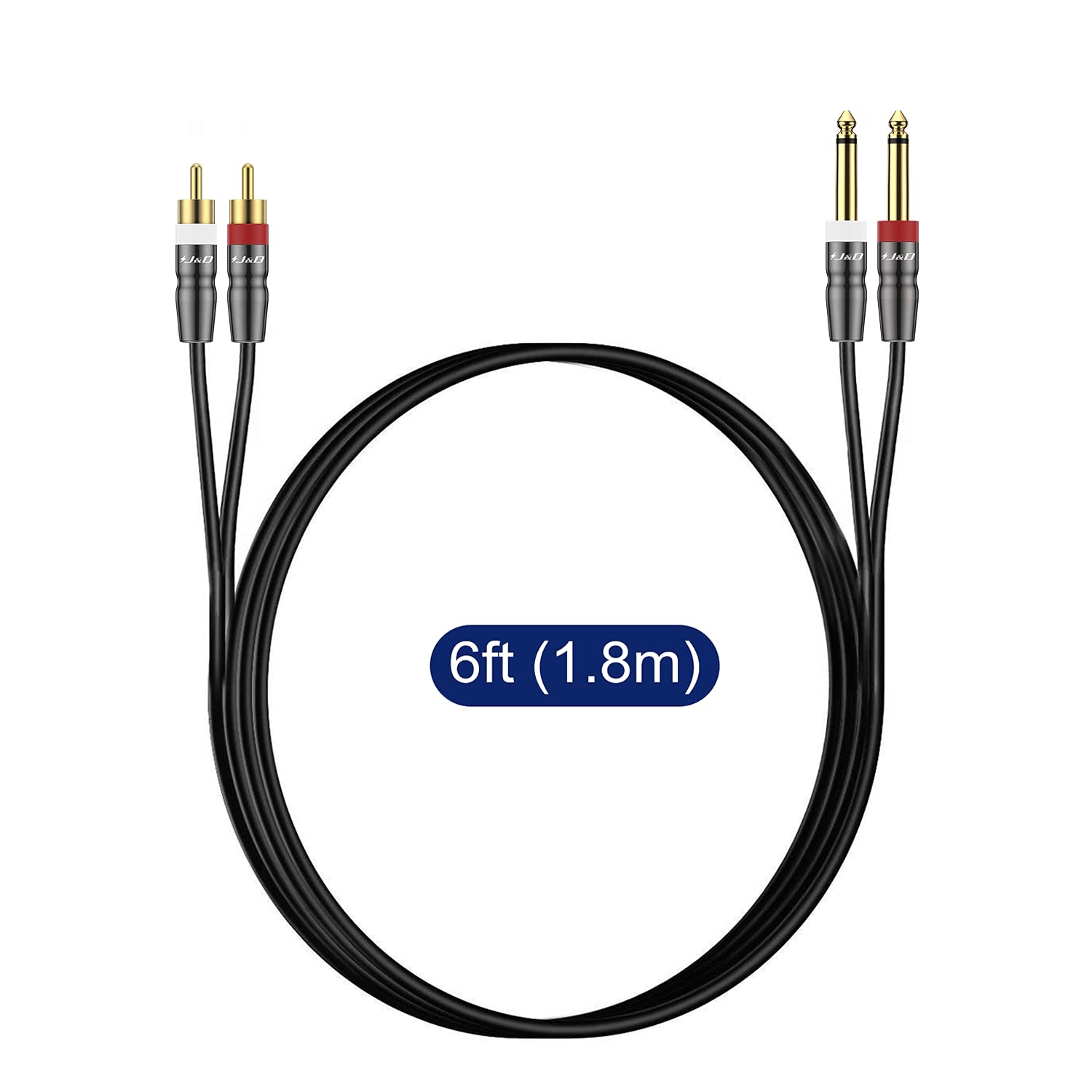 Dual 1/4 inch TS Male to Dual RCA Male Stereo Speaker Cable