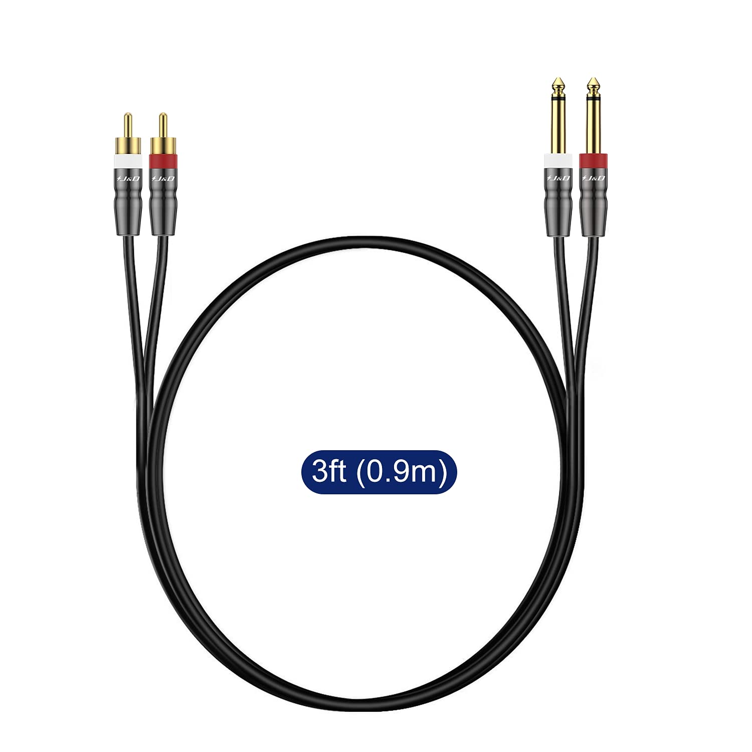 J&D Dual 1/4 inch TS naar Dual RCA Stereo Audio Interconnect Kabel, Vergulde Koperen Shell Heavy Duty 2X 6,35mm 1/4 inch Male TS naar 2 RCA Male Adapter Kabel, 1,8 Meter J&D Dual 1/4 inch TS naar Dual RCA Stereo Audio Interconnect Kabel, Vergulde Koperen Shell Heavy Duty 2X 6,35mm 1/4 inch Male TS naar 2 RCA Male Adapter Kabel, 1,8 Meter
