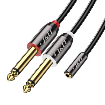 3.5mm TRS to 2 x 6.35 mm TS F/M Stereo Audio Instrument Cable