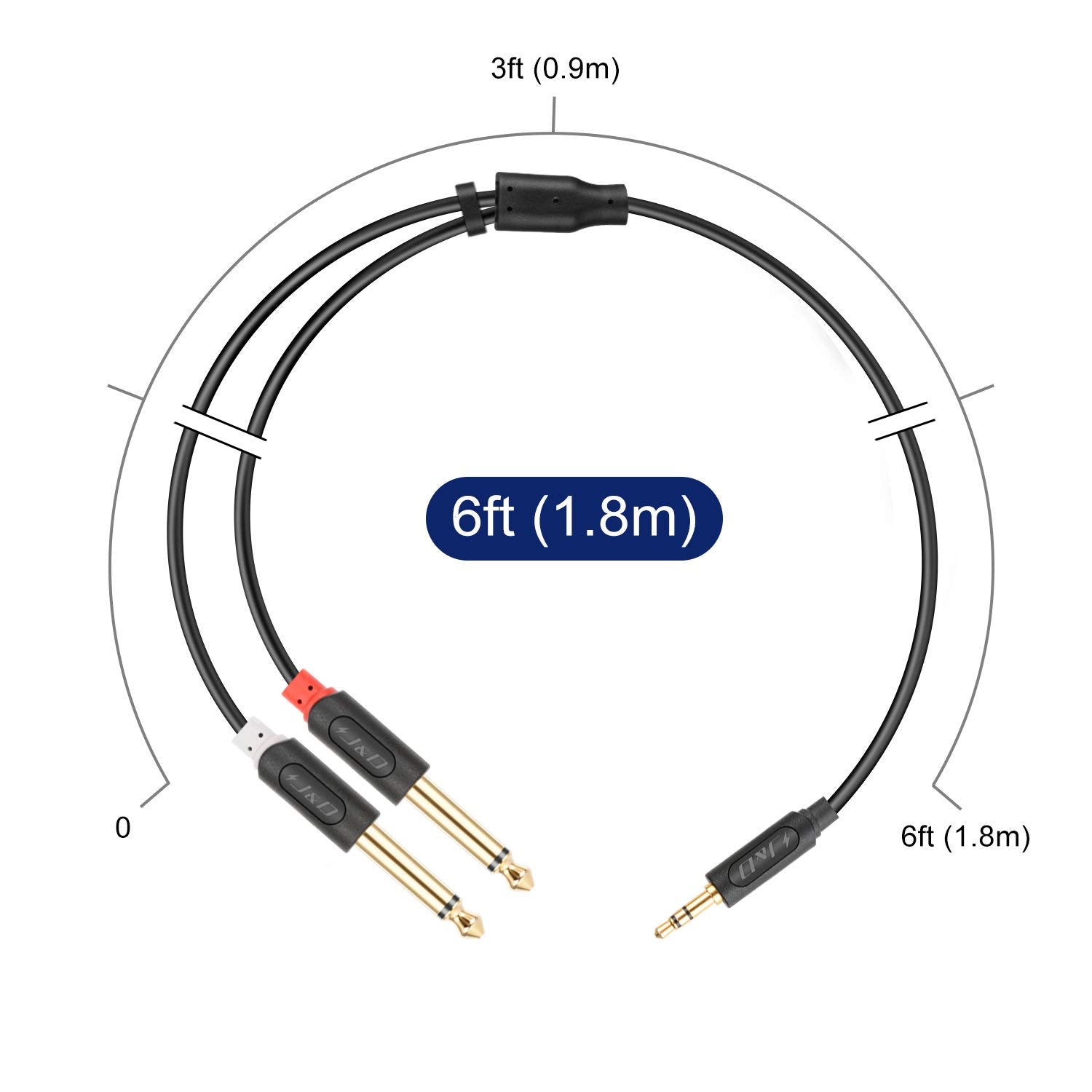 3.5 mm TRS Male to 6.35 mm TRS Male Stereo Audio Cable with Nylon Brai –  J&D Tech