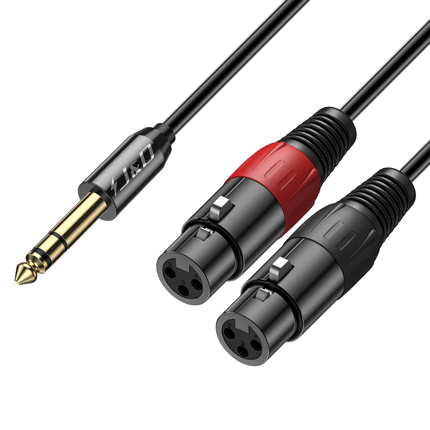 2 XLR Female to 6.35 mm 1/4 inch TRS Male Unbalanced Stereo Audio Cable