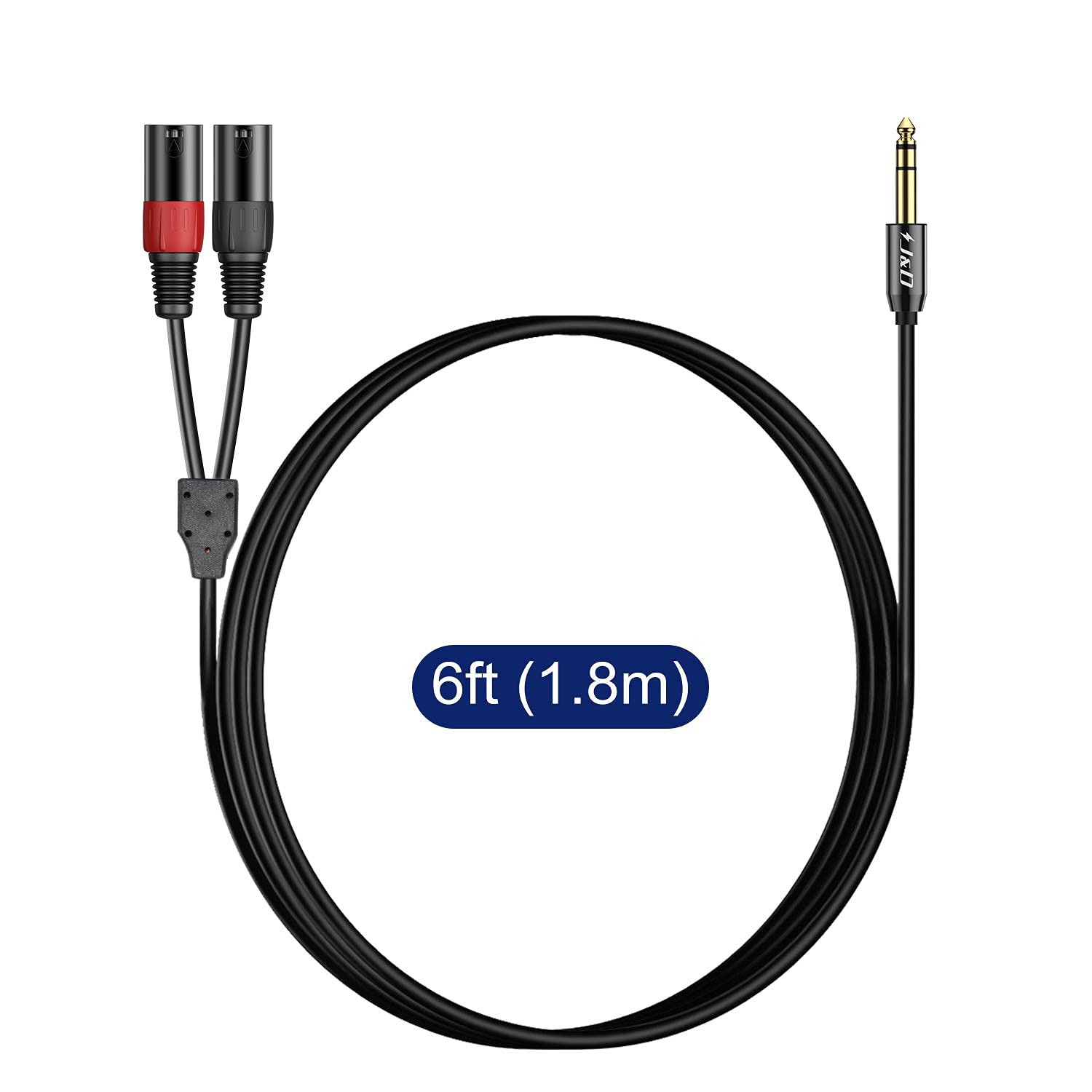 2 XLR Male to 6.35 mm 1/4 inch TRS Male Unbalanced Stereo Audio Cable