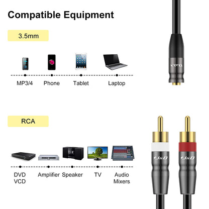 1/8 inch to Dual 2RCA Audio Cable