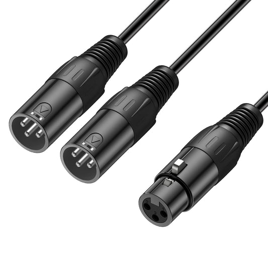 2 XLR Male to XLR Female Balanced Microphone Splitter Cable