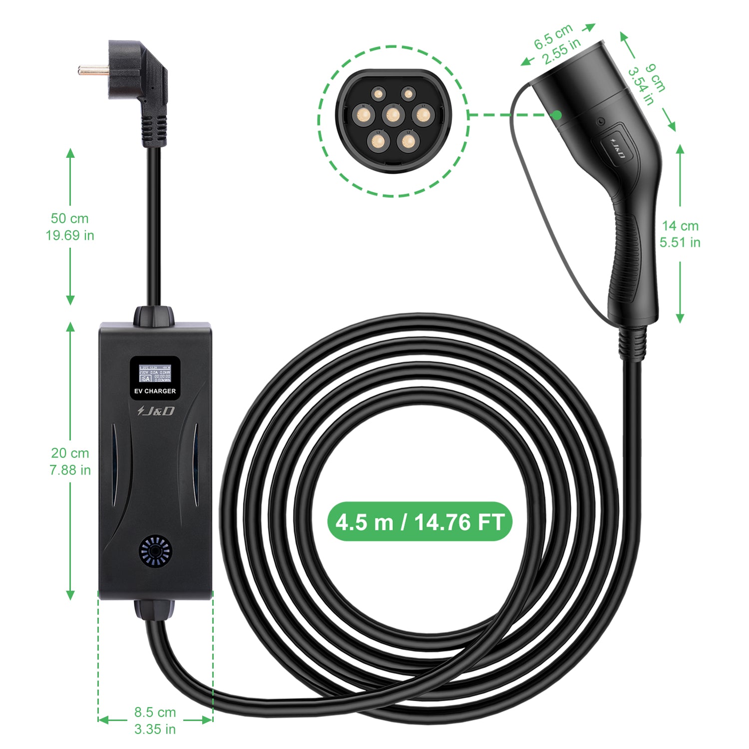 Save 60% - EU Schuko Plug EV Type 2 Charger Cable for Tesla – J&D Tech