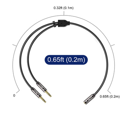 3.5 mm TRS Female to 2 X 3.5 mm TRS Male Y-Splitter Stereo Audio Cable