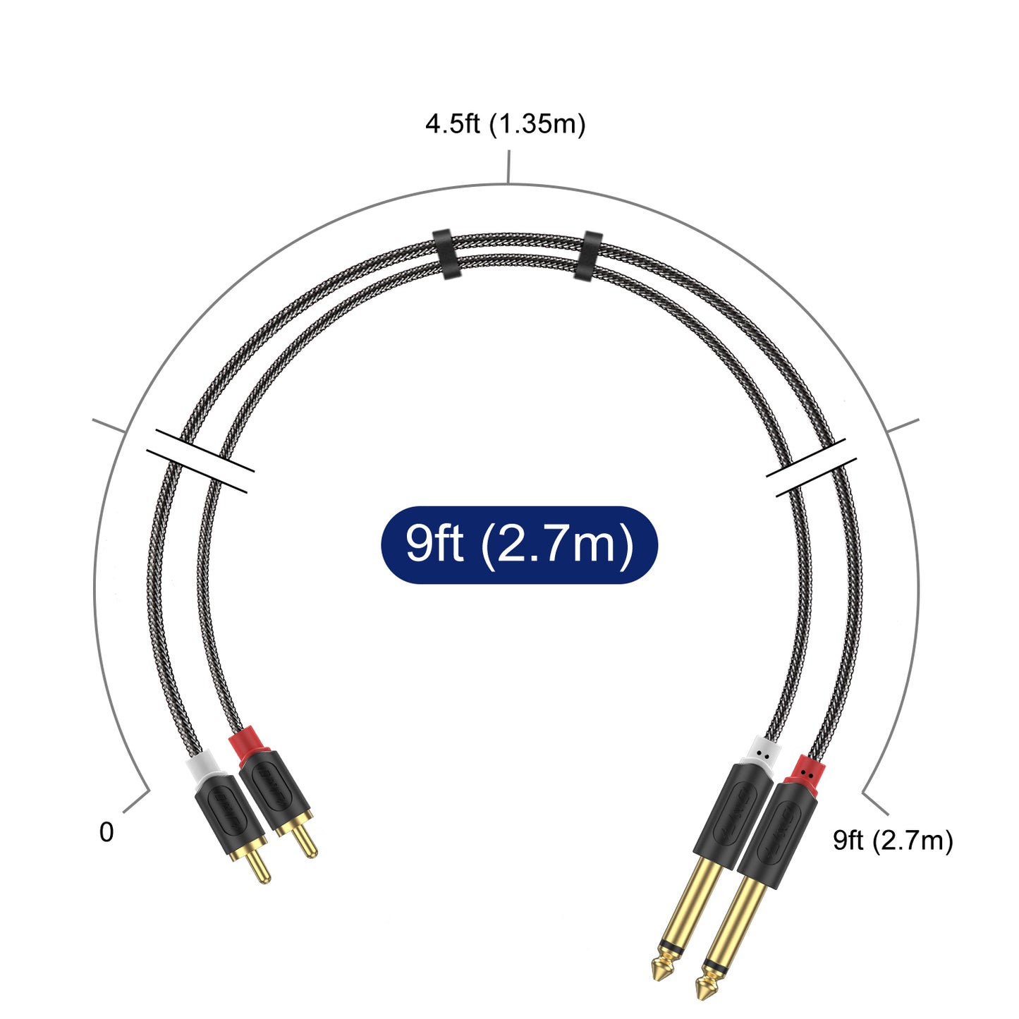 Nylon Braid Dual 1/4 Zoll TS zu Dual RCA Stereo Audio Verbindungskabel